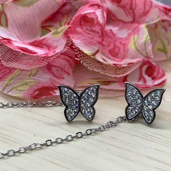 🌟 Sterling Silver 925 CZ Butterflies Earrings - Picture 4 of 8